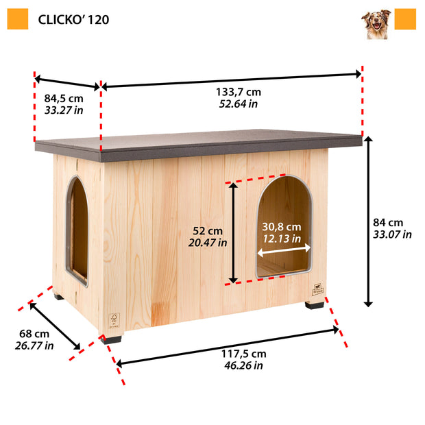 CLICKO Niche pour chien en bois