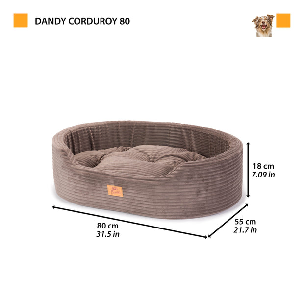DANDY CORDUROY Panier divan avec coussin amovible pour chiens et chats