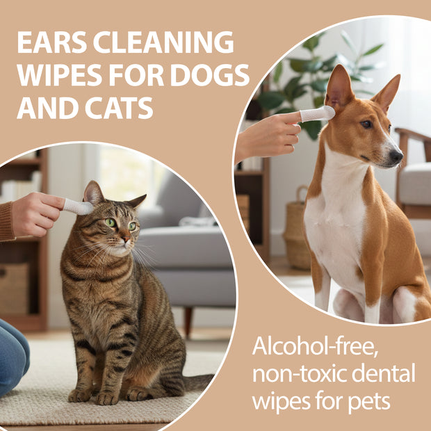 LINGETTES JETABLES POUR LE NETTOYAGE DES OREILLES DES CHIENS ET DES CHATS (x50) - NATURÉ